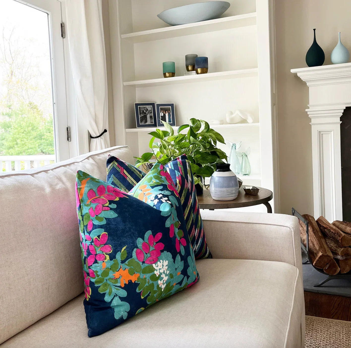 Thibaut Central Park Navy Pink Throw Pillow – Smithy Home Couture