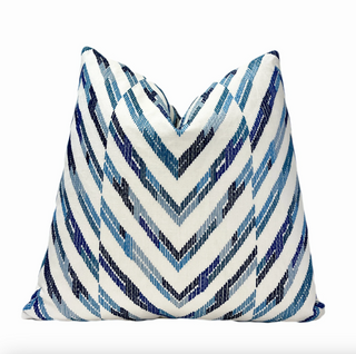 Thibaut Hamilton Embroidery Blue White Throw Pillow