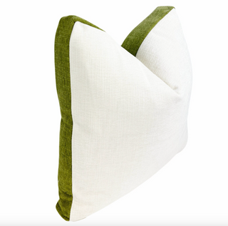 Off White and Chartreuse Velvet Box Throw Pillow