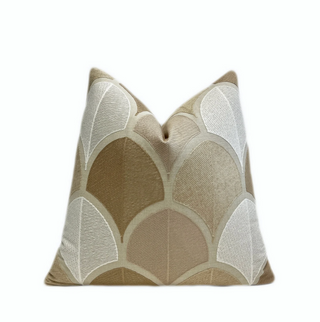 Beige Tan Multi Crest Throw Pillow