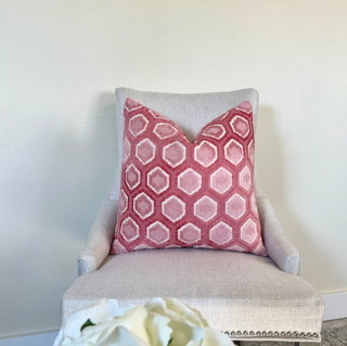 Pink Melon Hexagon Velvet Throw Pillow