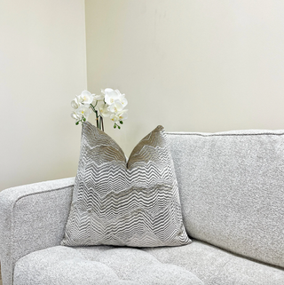 Taupe Textured Velvet Throw Pillow