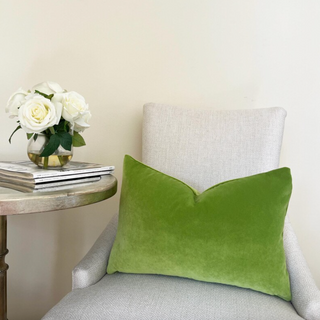 Apple Green Solid Velvet Pillow