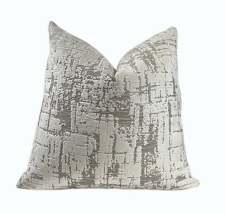 Ivory and Natural Velvet Throw Pillow