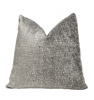 Smoky Gray and Cream Chenille Throw Pillow