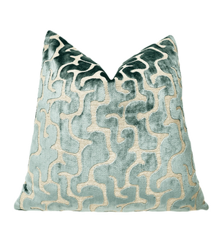 Spruce Green Maze Velvet Throw Pillow