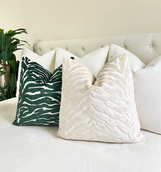 Deep Emerald Zebra Velvet Throw Pillow