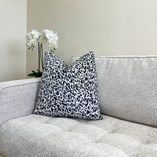 Navy and Ivory Abstract Velvet Throw Pillow