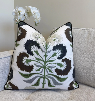 Thibaut Tybee Tree Black and Green Throw Pillow Cover