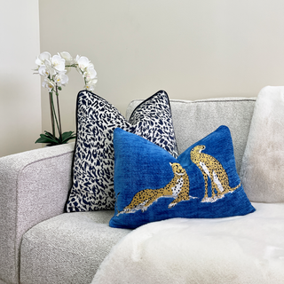 Navy and Ivory Abstract Velvet Throw Pillow