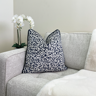 Navy and Ivory Abstract Velvet Throw Pillow