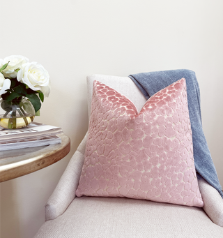 Soft Pink Leopard Velvet Throw Pillow