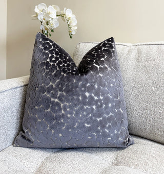 Graphite Leopard Velvet Throw Pillow