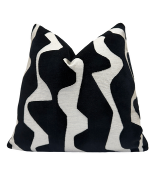 Black Graphic Velvet Throw Pillow