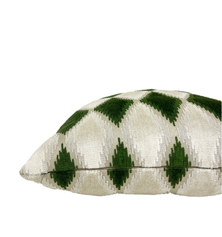 Forest Green Harlequin Velvet Throw Pillow