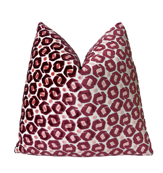 Burgundy Blush Broken Rings Velvet Throw Pillow