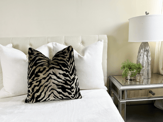 beige black zebra velvet bed