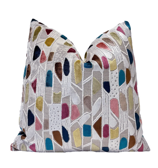 Belle Multicolored Geometric Velvet Throw Pillow