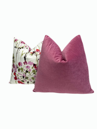 Berry Pink Velvet Throw Pillow