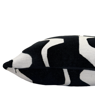 Black Graphic Velvet Throw Pillow