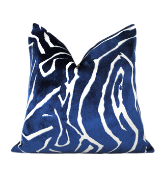 Blue Abstract Velvet Throw Pillow