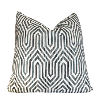 Dusty Blue Pyramid Woven Throw Pillow