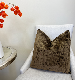 Walnut Brown Chenille Throw Pillow