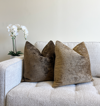 Walnut Brown Chenille Throw Pillow