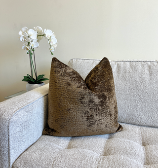 Walnut Brown Chenille Throw Pillow