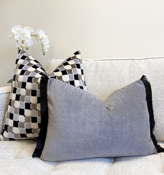Gray Monaco Velvet Throw Pillow