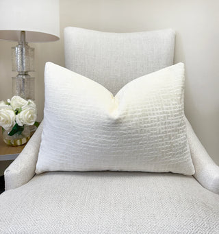 Cream Textured Velvet Pillow
