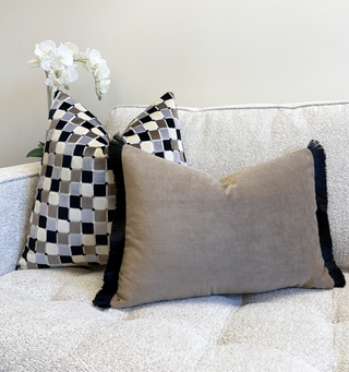 Gray Monaco Velvet Throw Pillow