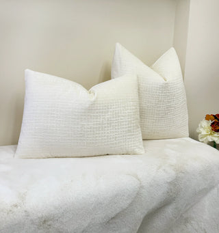 Cream Textured Velvet Pillow