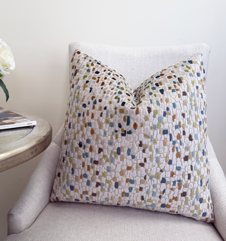 Sea Glass Mosaic Velvet Throw Pillow