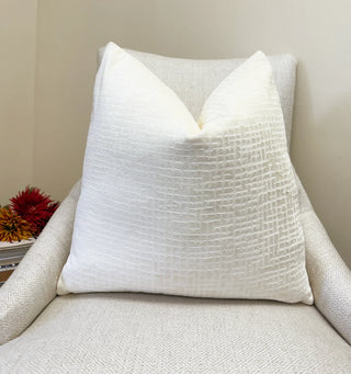 Cream Textured Velvet Pillow