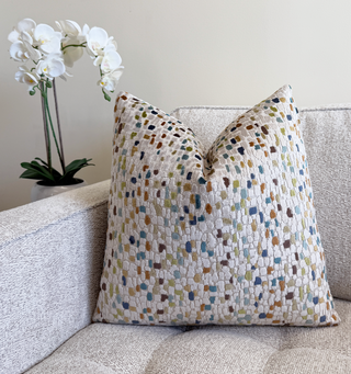 Sea Glass Mosaic Velvet Throw Pillow