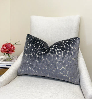 Graphite Leopard Velvet Throw Pillow
