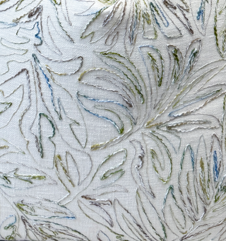 Cream Botanical Embroidered Throw Pillow