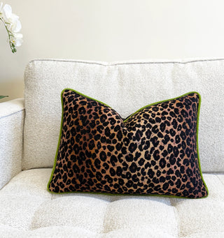 Leopard Noir Welted Throw Pillow