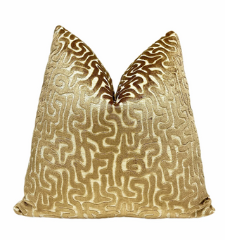 Camel Maze Velvet Throw Pillow