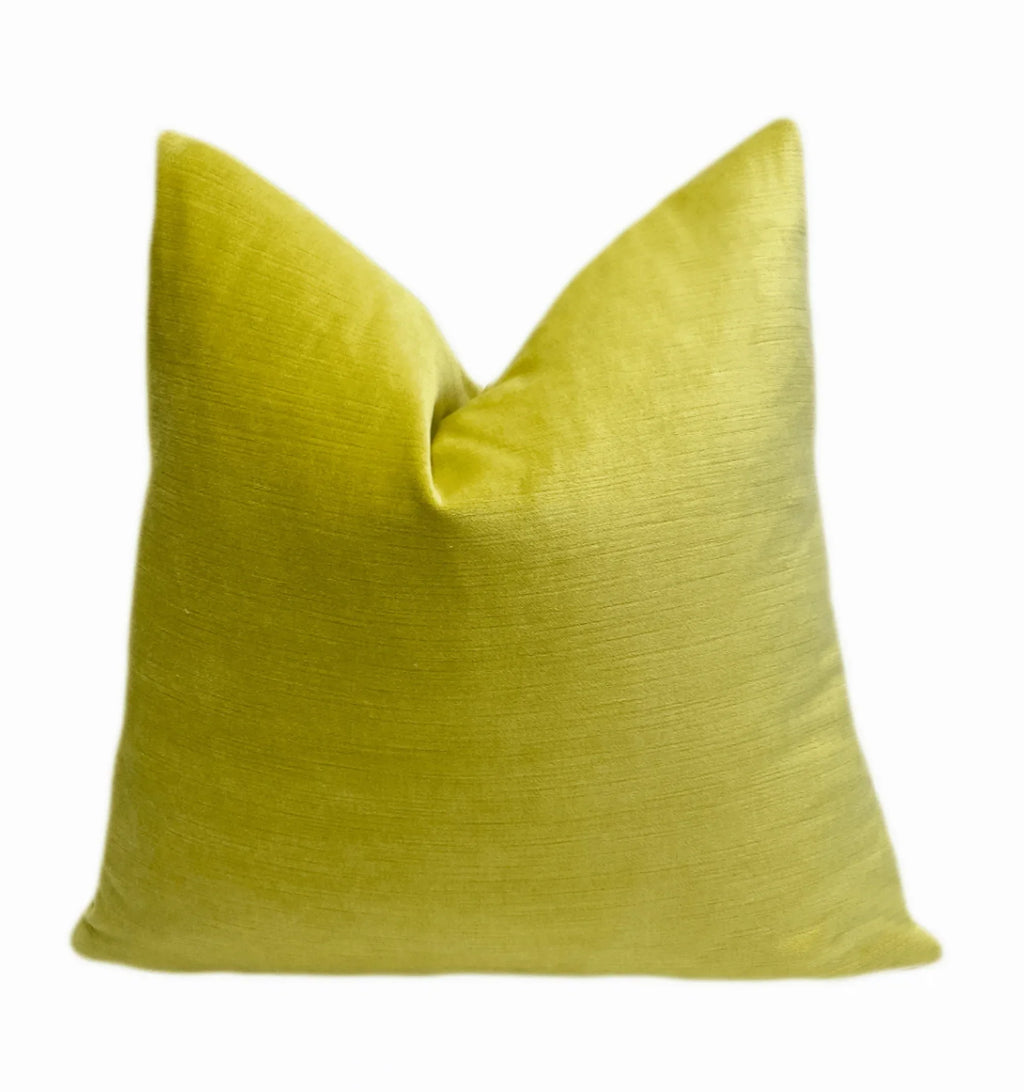 3 Citron Green Velvet Throw Pillow Covers