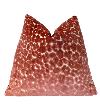 Desert Coral Leopard Velvet Throw Pillow