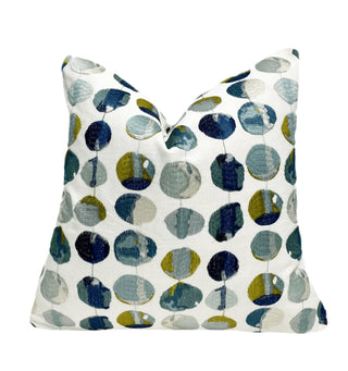 Blue Confetti Embroidered Throw Pillow