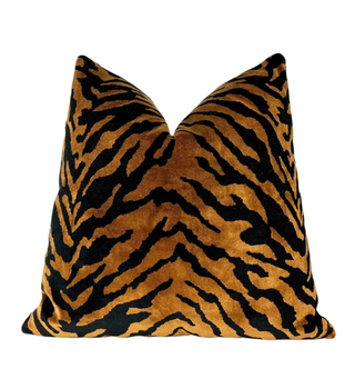 Copper Velvet Zebra Print Throw Pillow