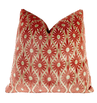 Spiced Coral Velvet Throw Pillow