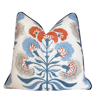 Thibaut Tybee Tree Coral French Blue Throw Pillow Cover