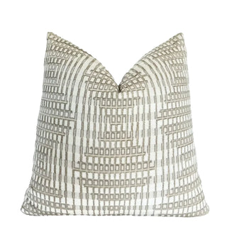 Cream Geometric Velvet Throw Pillow