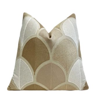 Beige Tan Multi Crest Throw Pillow