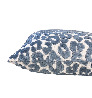 Cerulean Blue Leopard Velvet Throw Pillow