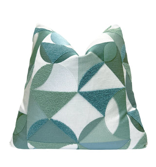 Cyan Embroidered Throw Pillow